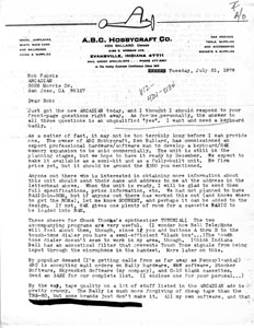 Guy McLimore Letter (July 31, 1979)